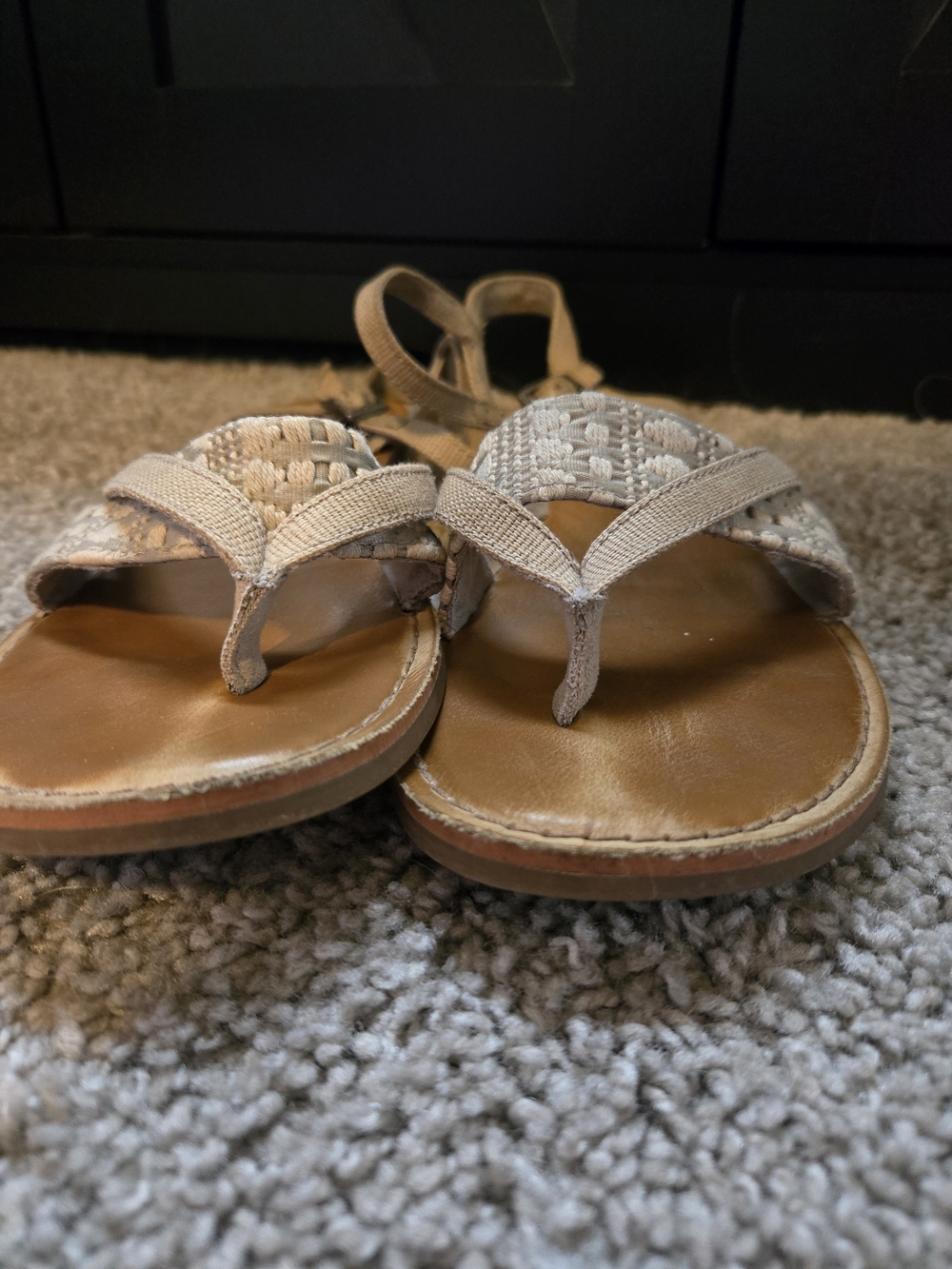 TOMS Woven Strappy Ankle-Sling Sandals — Neutral Beige - Picture 2 of 3